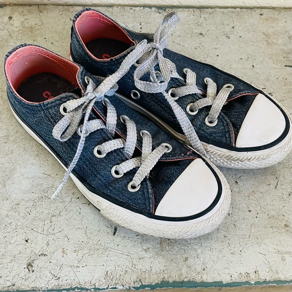 Kids Converse All Star Blue Glitter Low Top Sneakers - Picture 11 of 11